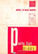 Barber Colman-Barber Colman Model 10, Gear Shaper, Parts List Manual Year (1968)-10-01